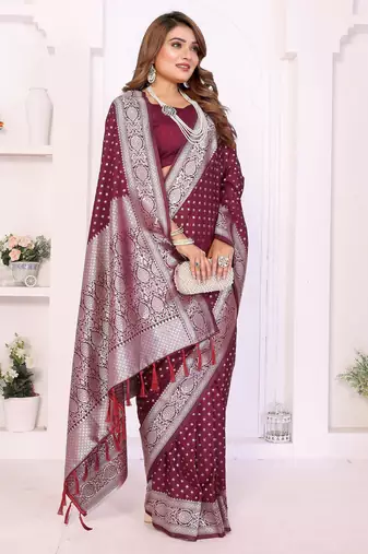 maroon premium georgette art silk saree