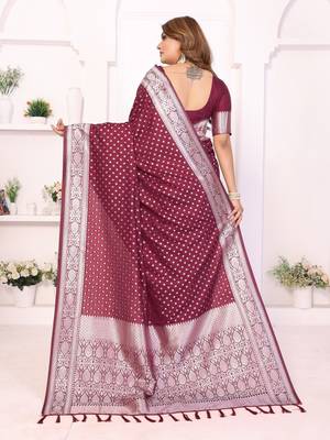 maroon premium georgette art silk saree 3