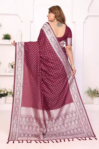 maroon premium georgette art silk saree