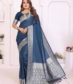 blue premium georgette art silk saree