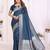 blue premium georgette art silk saree