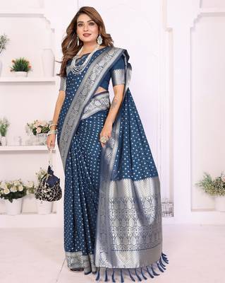 blue premium georgette art silk saree 2