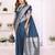 blue premium georgette art silk saree