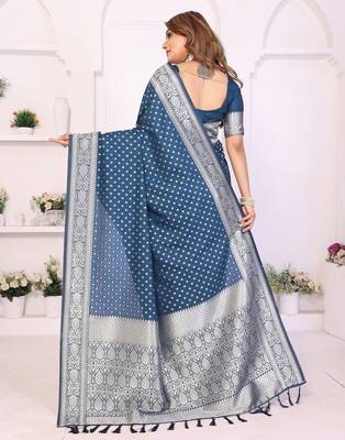 blue premium georgette art silk saree 3