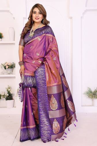 purple premium south soft art silk saree