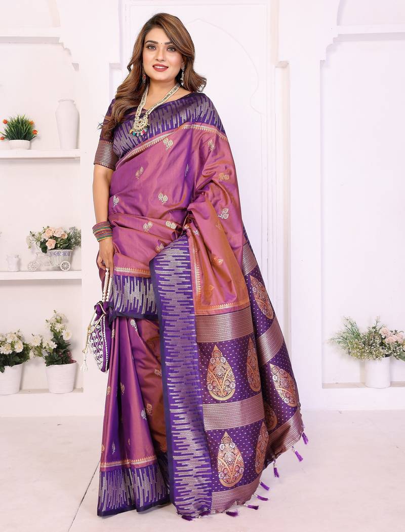 purple premium south soft art silk saree