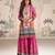Pink embroidery and embllished with mirror work crep silk straight top palazzo-Full Stitched free size