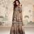 Beige embroidery and embllished with mirror work crep silk straight top palazzo-Full Stitched free size