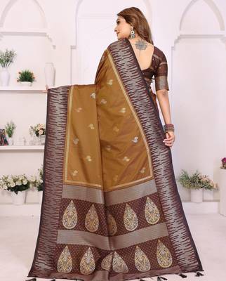 brown premium south soft art silk saree 3