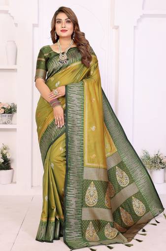 green premium south soft art silk saree