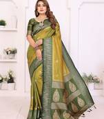 green premium south soft art silk saree