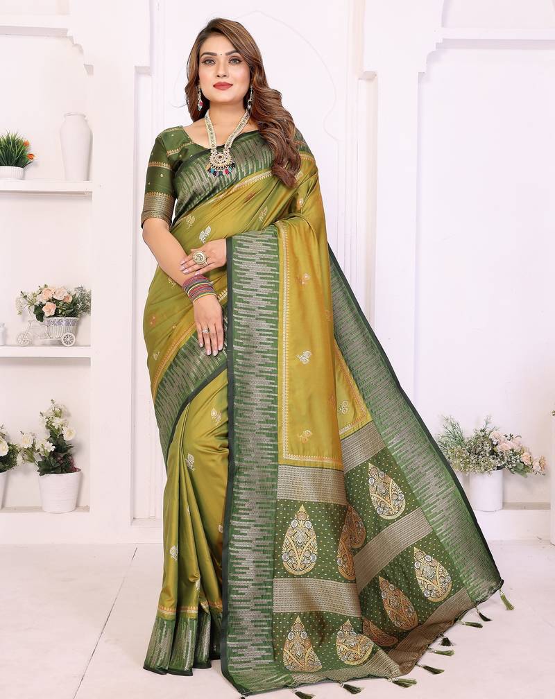 green premium south soft art silk saree
