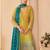 Lime green ombre embroidery seroski zarkan georgette anarkali kurta pant- - Full Stitched free size