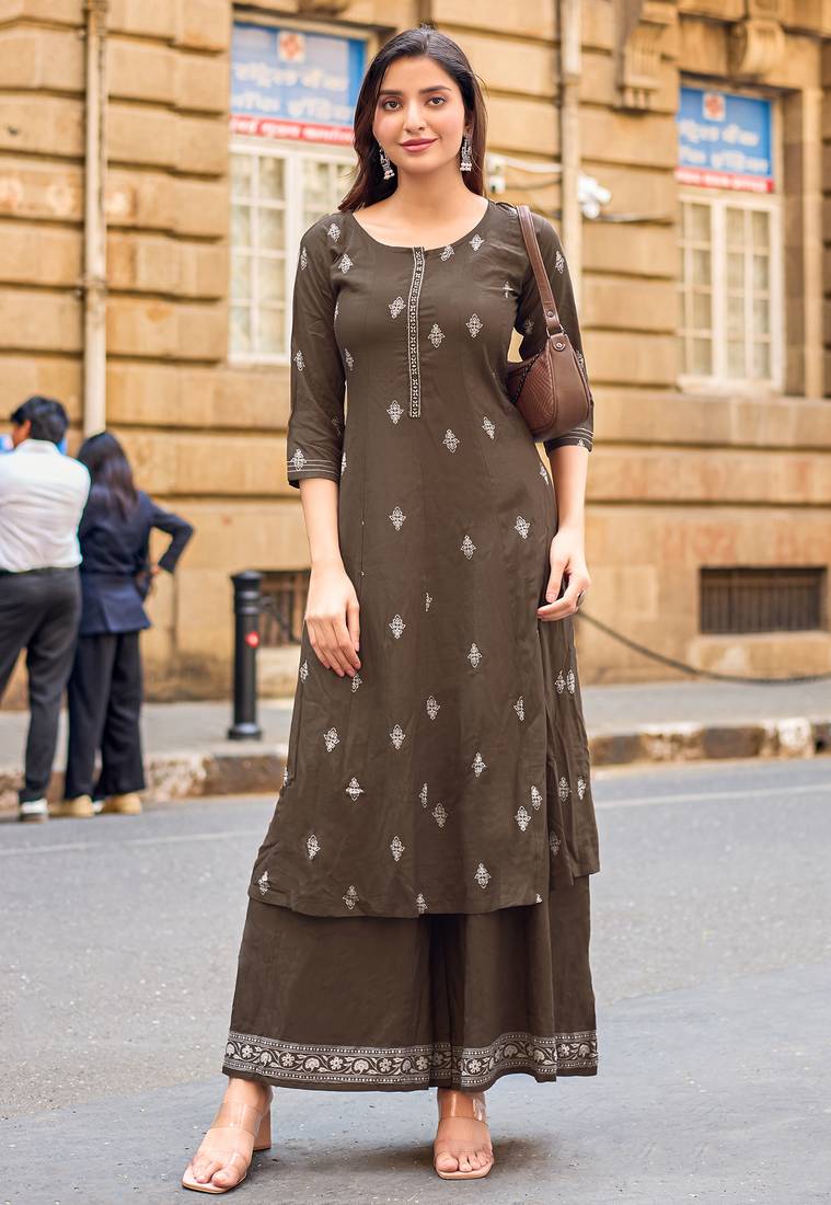 Women Ethnic Motifs Printed A-Line Kurta with Palazzos