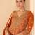 Rust orange embroidery seroski zarkan georgette anarkali kurta pant- - Full Stitched free size