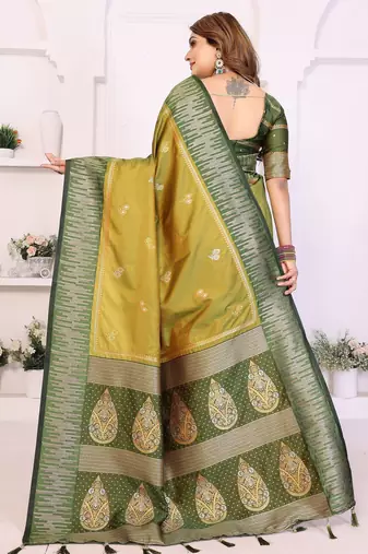 green premium south soft art silk saree