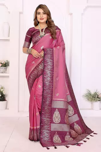 pink premium south soft art silk saree