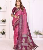 pink premium south soft art silk saree