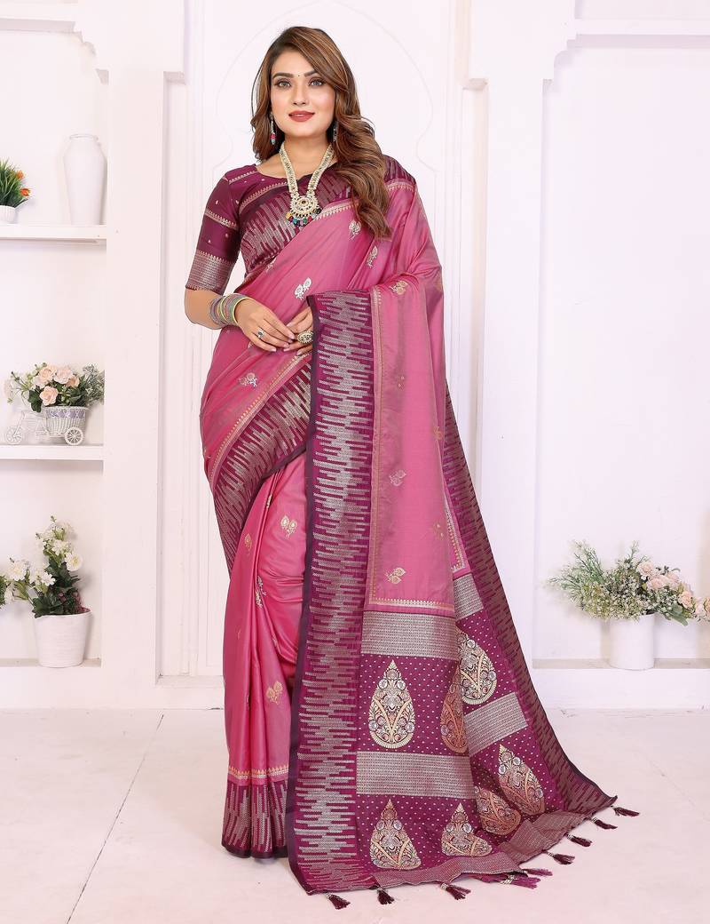 pink premium south soft art silk saree