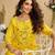 Mustard yellow golden embroidery and gota work real silk straight top pant- - Full Stitched free size