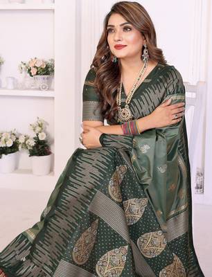 grey premium south soft art silk saree 2