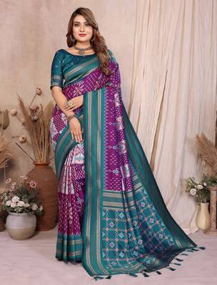purple premium south soft silk blend saree 1