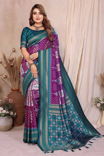 purple premium south soft silk blend saree