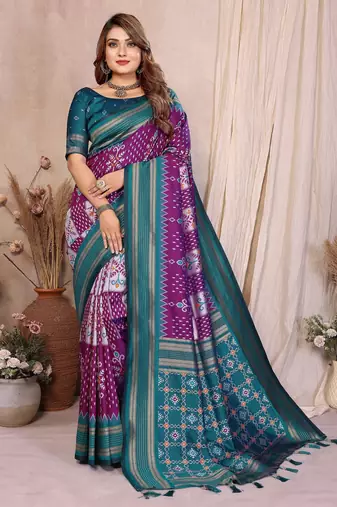 purple premium south soft silk blend saree