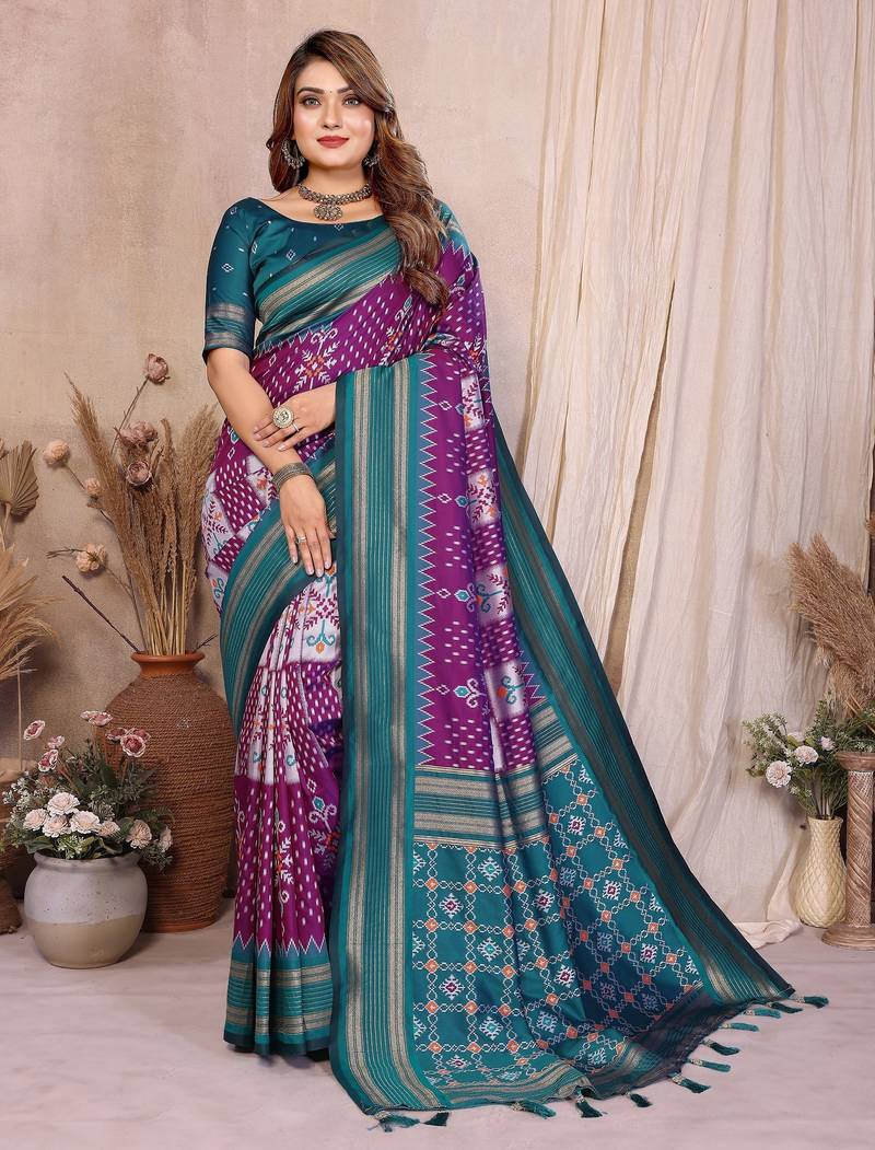 purple premium south soft silk blend saree