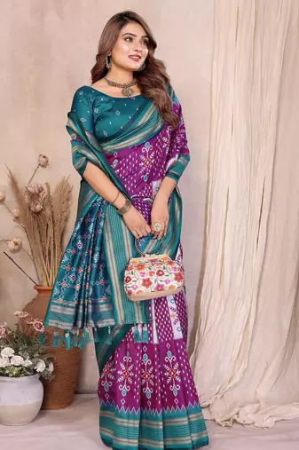 purple premium south soft silk blend saree