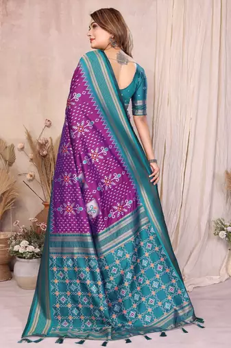purple premium south soft silk blend saree