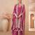 Pink thread and sequins embroidery with stones simmar silk straight top palazzo suit- - Full Stitched free size