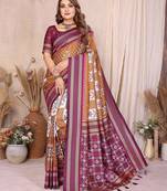 brown premium south soft silk blend saree