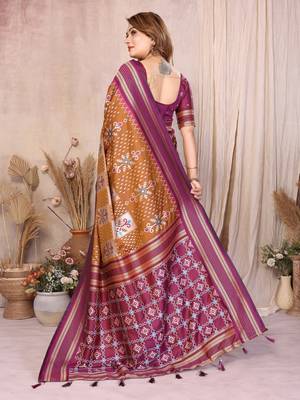 brown premium south soft silk blend saree 3