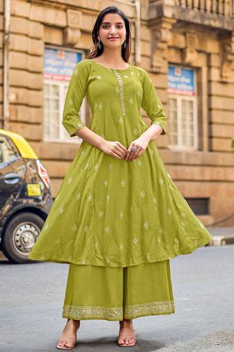 Women Ethnic Motifs Printed A-Line Kurta with Palazzos