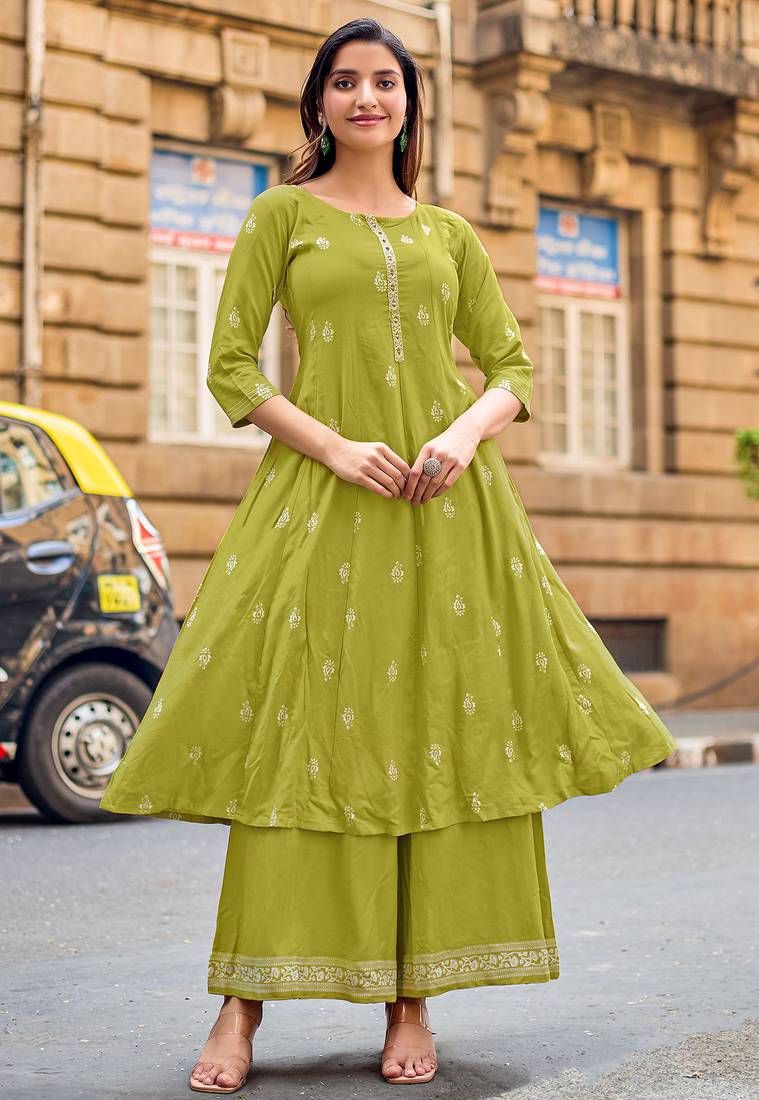 Women Ethnic Motifs Printed A-Line Kurta with Palazzos