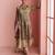 Beige & mauve emboidery  sequince & printed silk front cut a-line kurta pant suit- - Full Stitched free size