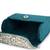 crystal cascade deep teal & silver stone embellished suede clutch