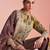 Beige & mauve emboidery  sequince & printed silk front cut a-line kurta pant suit- - Full Stitched free size