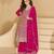Pink thread and sequins embroidery georgette straight top palazzo suit- - Full Stitched free size