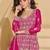 Pink thread and sequins embroidery georgette straight top palazzo suit- - Full Stitched free size