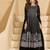 Black thread and sequins embroidery georgette straight top palazzo suit- - Full Stitched free size