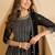 Black thread and sequins embroidery georgette straight top palazzo suit- - Full Stitched free size