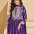 Purple thread and sequins embroidery georgette straight top palazzo suit--Full Stitched free size