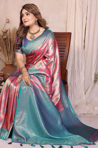 pink banarasi tissue art silk saree