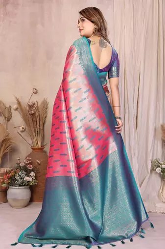 pink banarasi tissue art silk saree