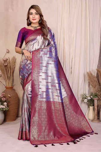 purple banarasi tissue art silk saree