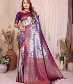 purple banarasi tissue art silk saree