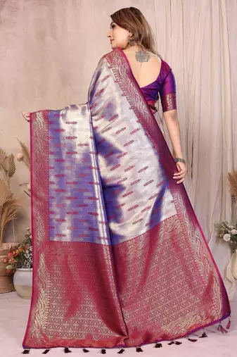 purple banarasi tissue art silk saree