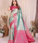 sky_blue banarasi tissue art silk saree